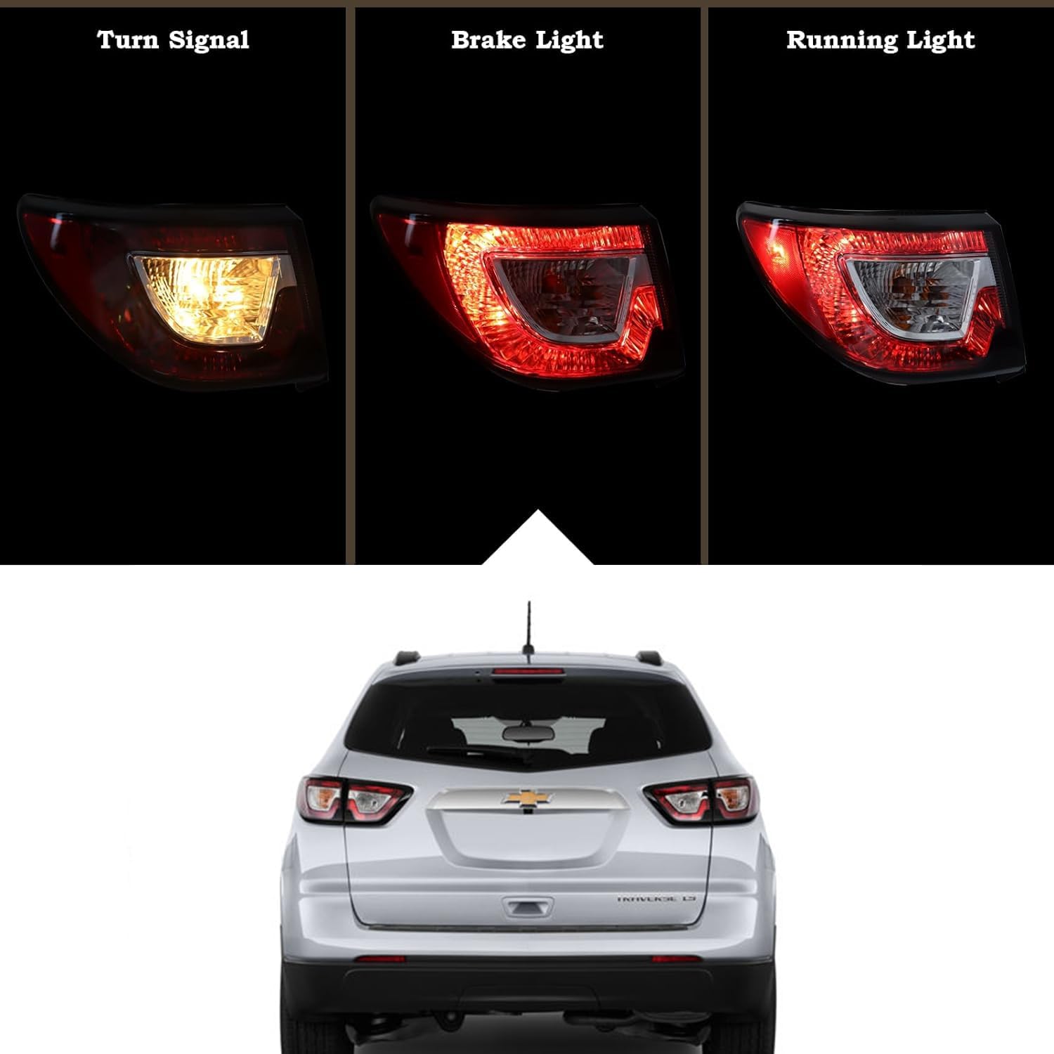 1 Pair Tail Light Rear Lamp Compatible for 2013-2017 Chevy Traverse Left Driver And Right Passenger Side With Bulbs Both Lights 84266019 23301756 GM2804112 84266020 23301757 GM2805112