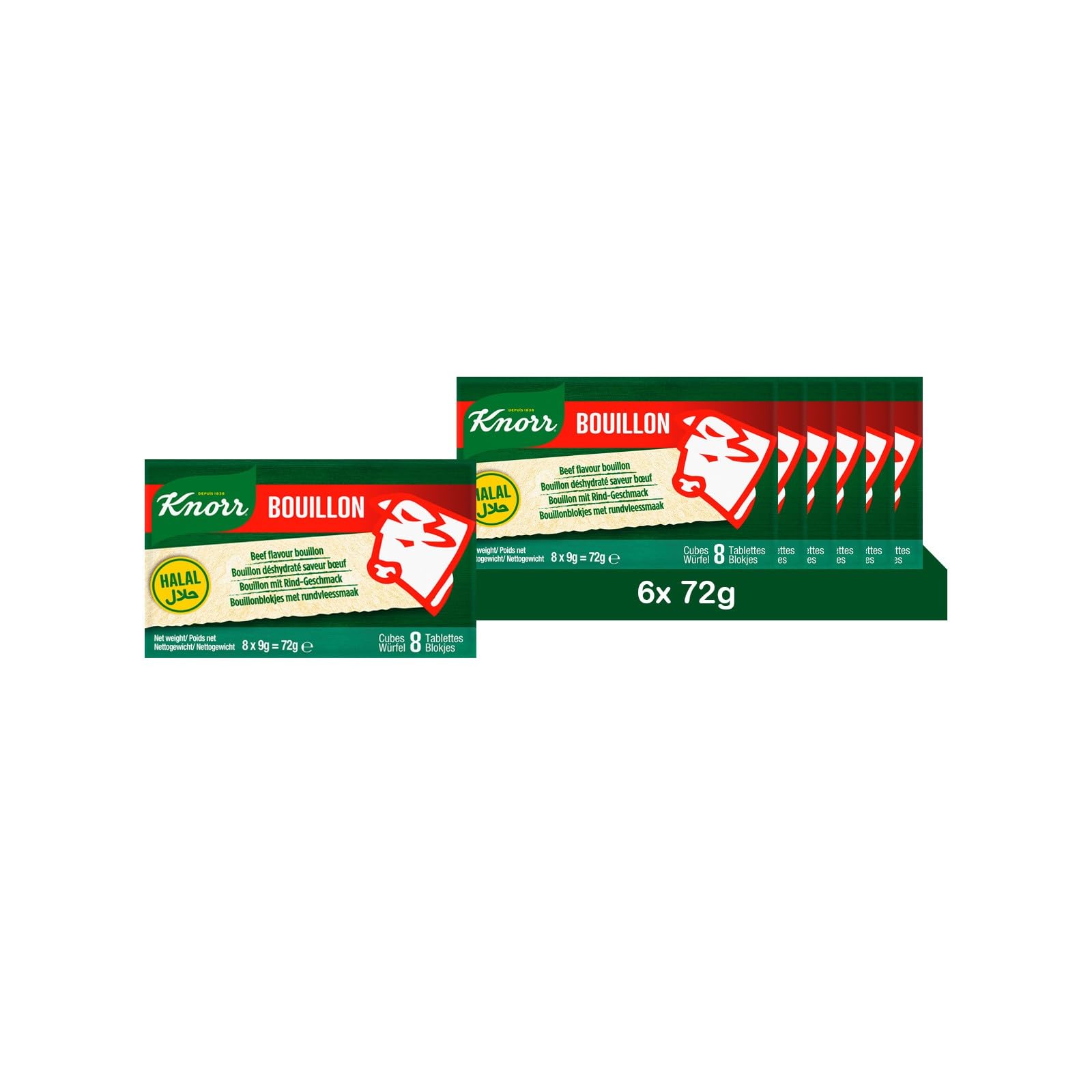 KNORR Bouillon Boeuf Halal Cube (6 Unités (6 x 8 x 9g))