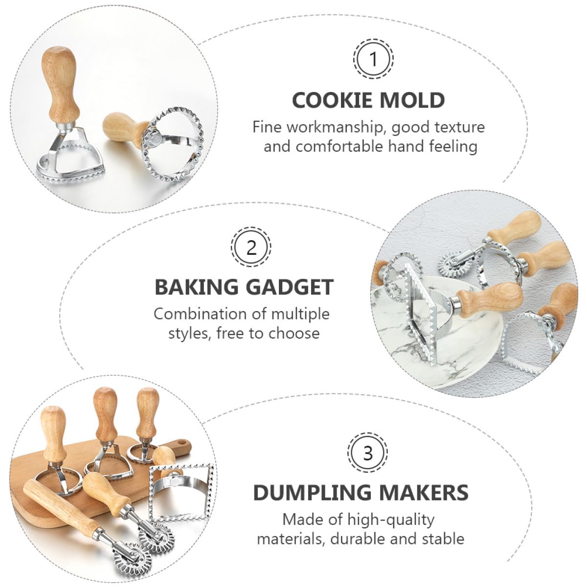 4 Piezas Moldes de Aleación para Galletas y Dumplings Diversas Formas, Herramienta para Hornear Sencilla y Que Ahorra Trabajo, Adecuado para Repostería Casera