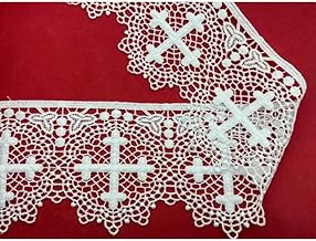 White Sacred Lace - Scalloped with Cross - Height 10cm - Cut from 50cm