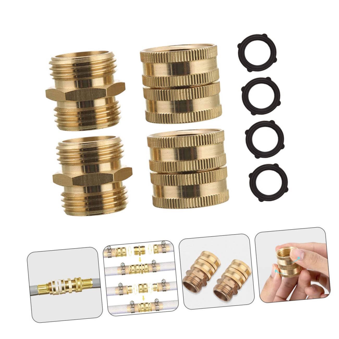 Flexible Wasserhahn-Adapter mit Außengewinde, Schlauchanschluss-Armaturen-Set, Luftleitungs-Anschlüsse, Schlauch-Schnellkupplungen, Luftkupplung und Stecker-Set, 8 Paar Wasserrohr-Verlängerungsgelenk,
