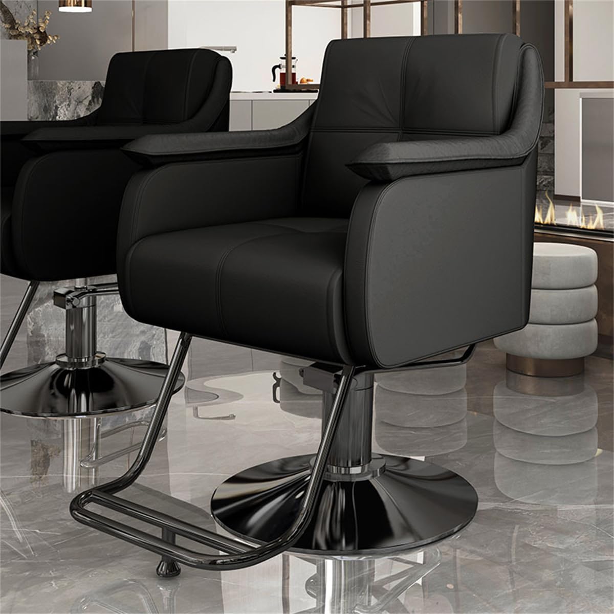 Friseurstühle, Schwerlast-Friseurstuhl mit Hydraulik, höhenverstellbarer, um 360° drehbarer Salonstuhl für Friseure, stilvoller Spa-Stuhl für Friseursalons, langlebiges und komfortables Desi