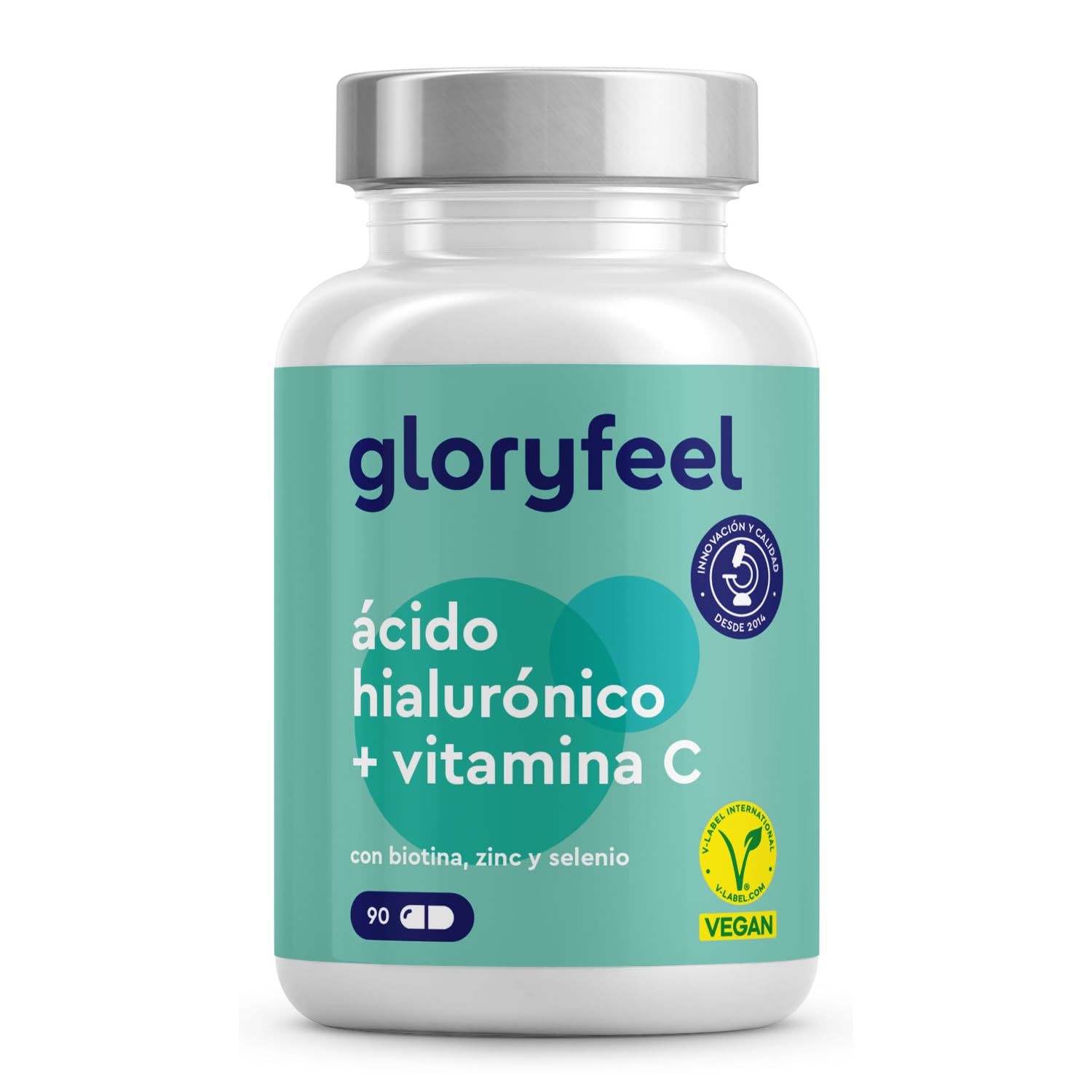 Ácido Hialurónico + Vitamina C + Biotina + Zinc + Selenio - ActiHyal® Materia prima para un alto grado de pureza (95%) - Para la piel, articulaciones, los huesos y el cabello