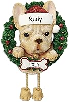 Vista 1 de Elfos - Adornos de Navidad personalizados para perros, corona de bulldog francés y adorno para la primera Navidad de los amantes de los perros