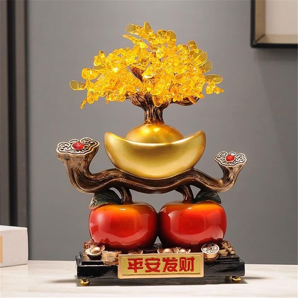 Biurko Feng Shui Money Crystal Tree, for Living Room Wealth Fortune Luck Ruyi Decoration Dekor