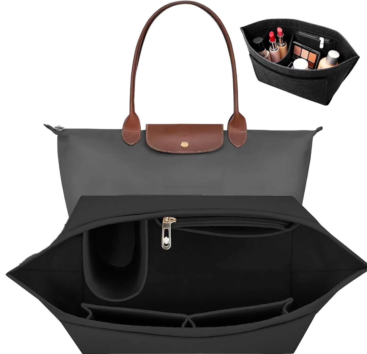 ZEKUN M-Größe tasche damen Taschenorganizer für Organizer für Tasche Taschen Organizer für M Multi-Pocket Felt Handbag for Insert Wallet (M)