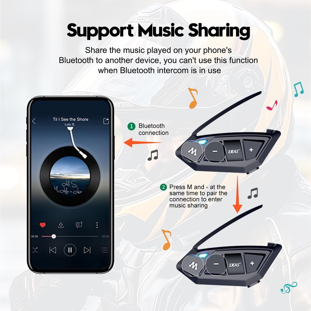 Intercomunicador Bluetooth MS20 2000 m para casco de motocicleta, auriculares Bluetooth para 20 conductores, auriculares Bluetooth universales para casco, sistema de comunicación de casco