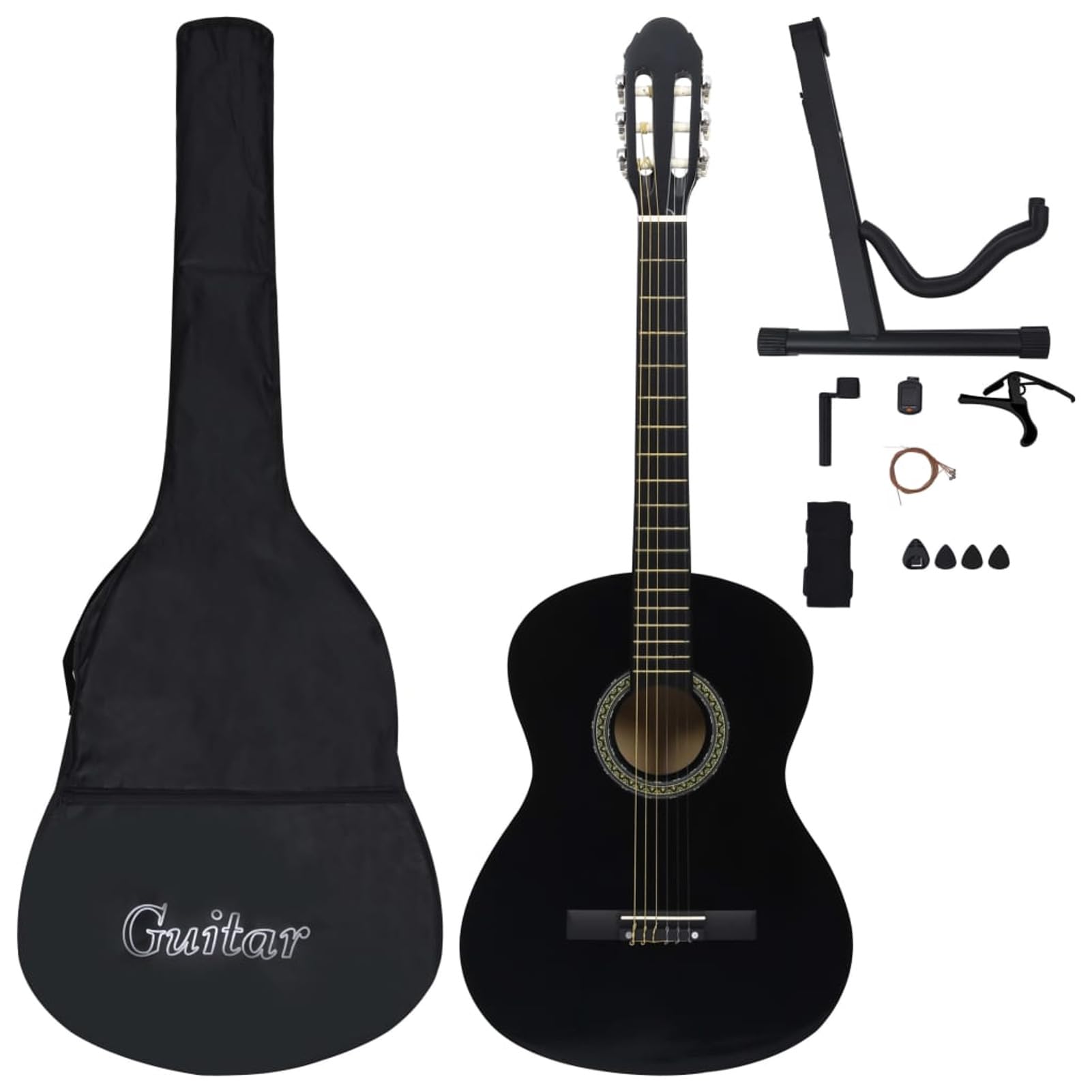 Set Chitarra Classica per Principianti 12 pz Nera 4/4 39",Arte e Svago,Hobby e Arti Creative,Strumenti Musicali,Strumenti a Corda,Chitarre-70111