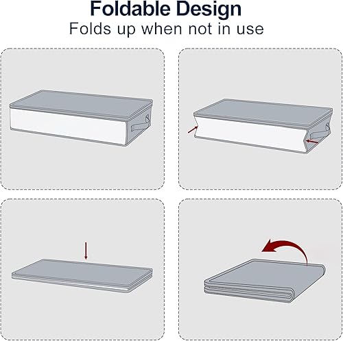 Miniatura 7 de Contenedores de almacenamiento debajo de la cama, organización y almacenamiento de armario de gran capacidad, almacenamiento de juguetes con asas