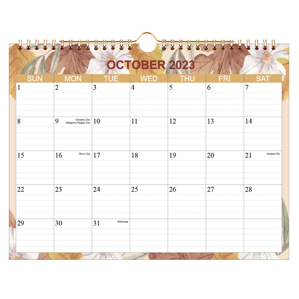 Calendar 2025-2026 - Wall Calendar from October 2025 to December 2026, 15 Months Calendar with Thick Paper for Planning at Home or Office, 8.5" x 11", Leaf