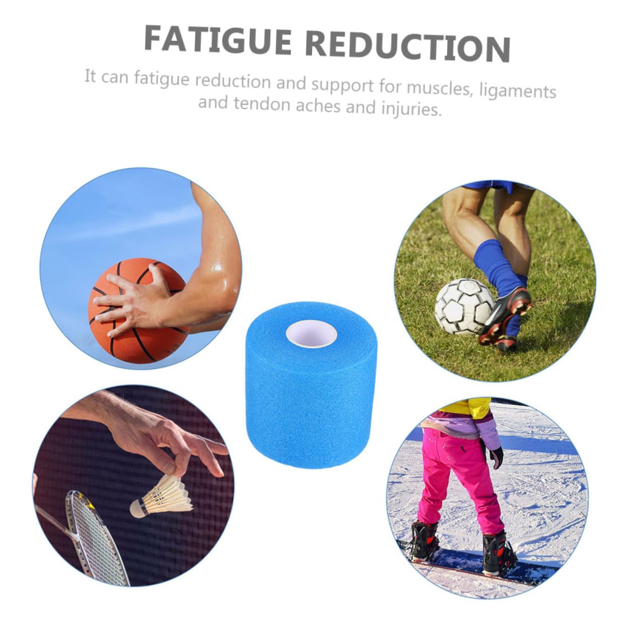 UKCOCO Cinturón Deportivo Amortiguador. Vendas Elásticas Vendas Elasticas Tape Deportivo Fortalecedor Agarre Cinta De Atleta De Entrenamiento Envolver Cintas Esponja Blue
