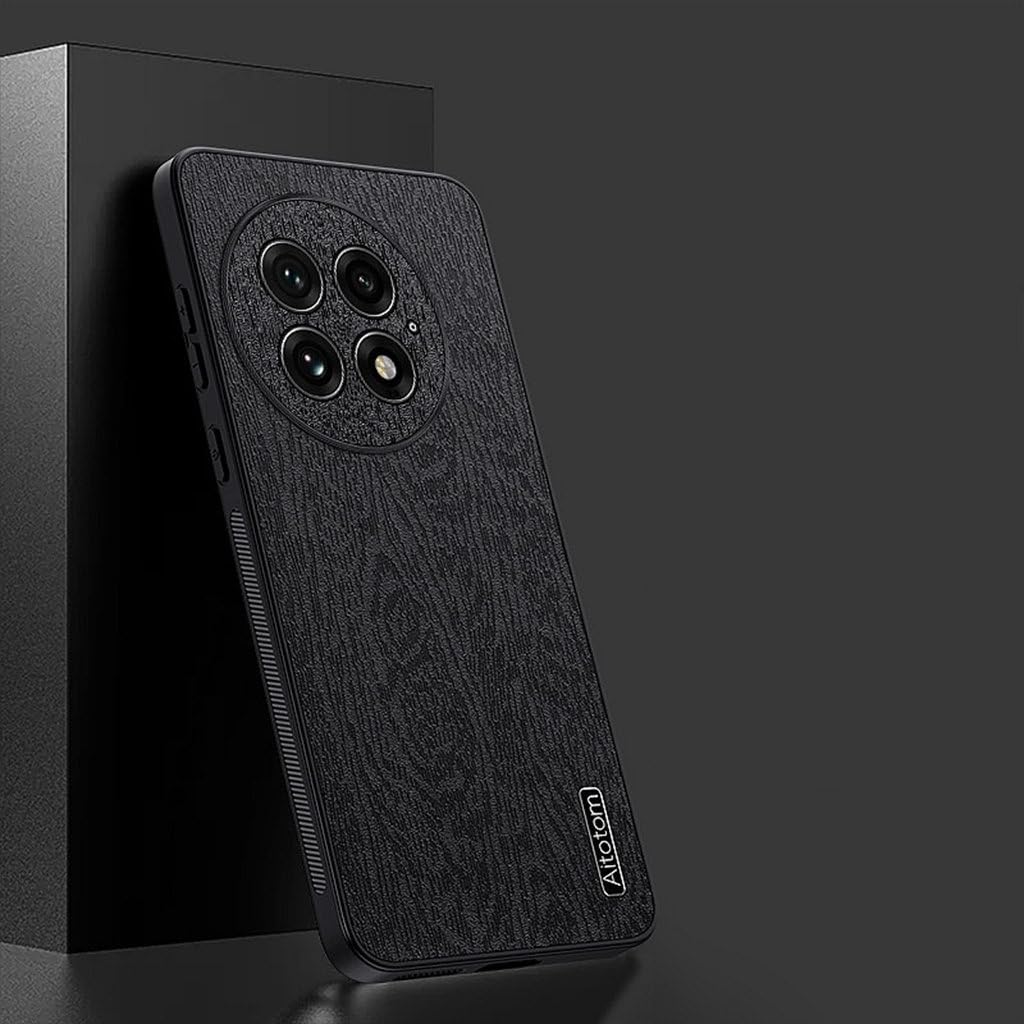 for Oneplus 13 Case，[Raised Camera Lens Protector]，Tree Texture，Premium Oneplus 13 Cover，Silicone Soft Edge，Advanced Business Shockproof Protective Phone Case，Black Oneplus 13 Black