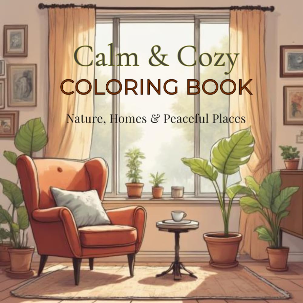 Cozy Coloring Book for Adults: Relaxing Hygge Homes, Nature Scenes & Peaceful Spaces for Stress Relief