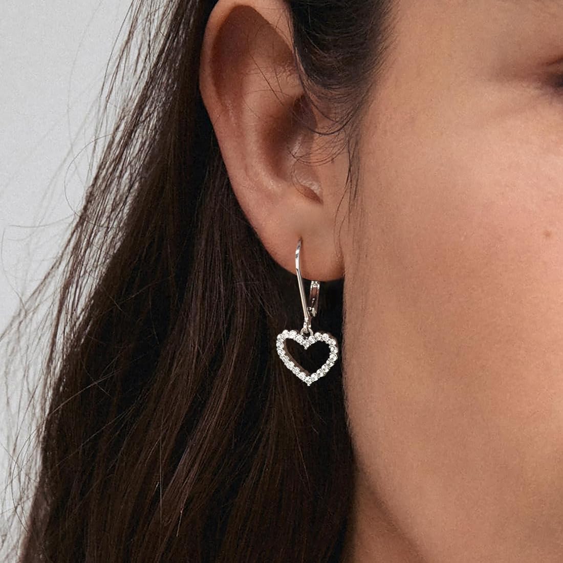 14K Gold Earring Heart Bar Flower Earrings for Women Gold Silver Heart Leverback Drop Earrings - Image 4