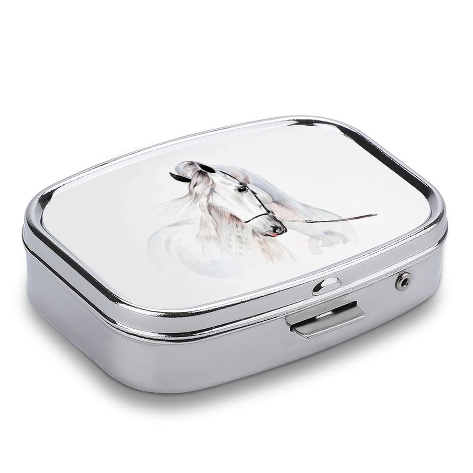 Caja De Pastillas De Viaje Caballo Blanco Animal Caja De Pastillas Portátil Caja De Bolsillo Dispensador Compartimiento De Vitaminas Contenedor Caja De Pastillas