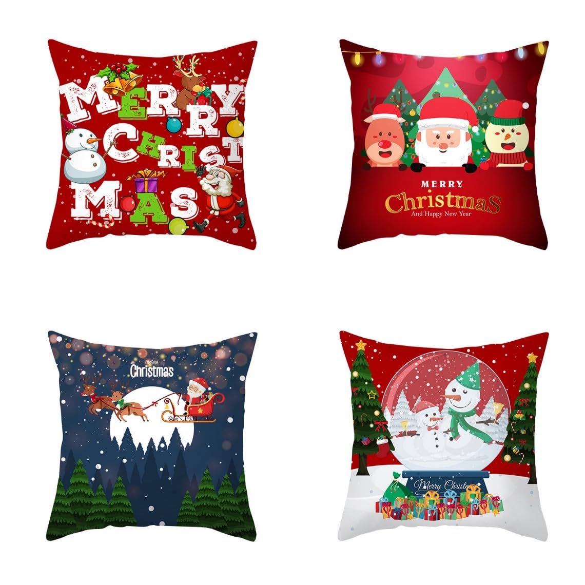 Chenlane Silk Pillow Cover Welcome Cushion Cases With Zipper Christmas, Nature Neutral Sets For Couch Bright Smooth Thickened 50x50 cm, 4Pcs