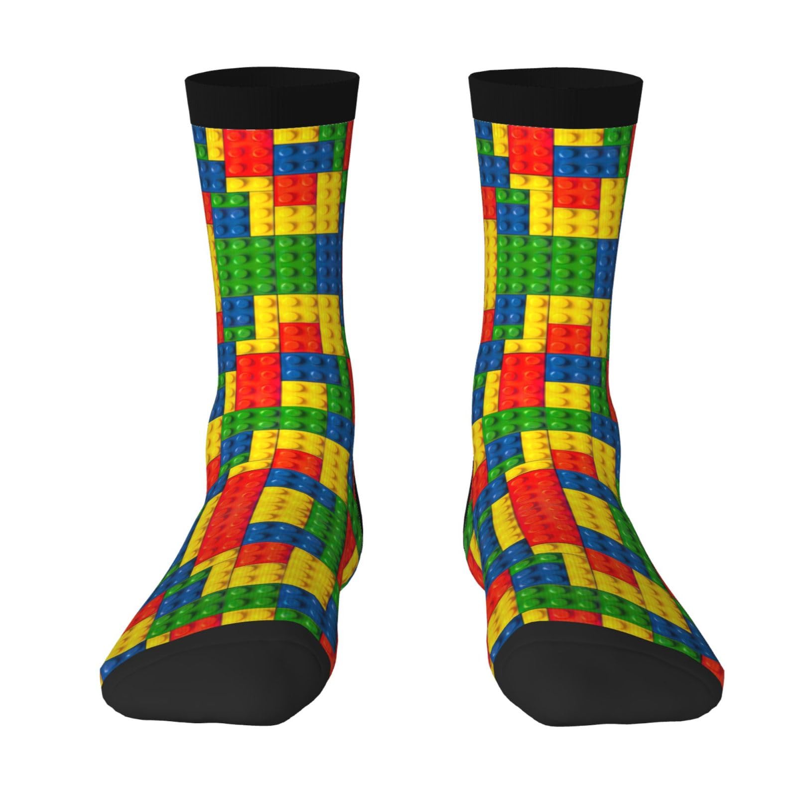 JEJEA Colorful Brick print Socks For Men and Women Men's Moisture Control Crew Socks Gifts For Golf, Hunting, Camping