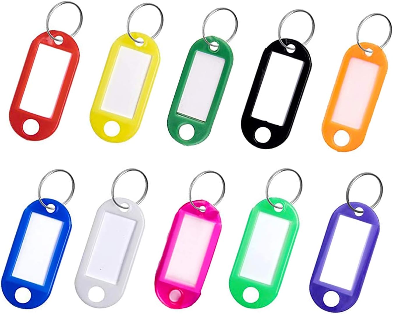 Key Tags , Pack of 10 Key Tags with Labels Key Fobs ID Plastic Key Tags Key Labels with Split Rings for Luggage Pet Name Memory Stick Tags-10 Colors