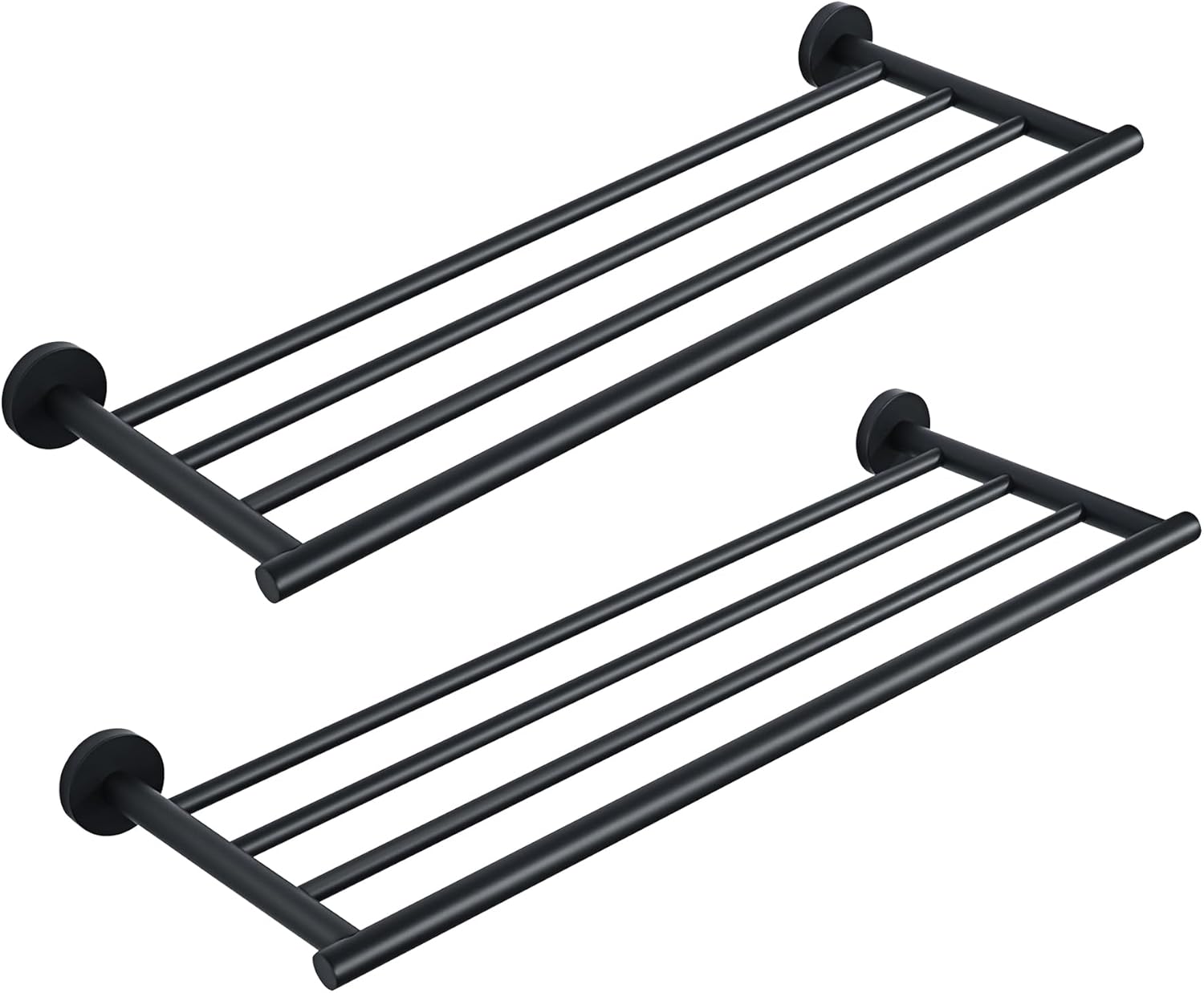 Towel Bar for Bathroom, Black Towel Shelf Wall Mounted, Towel Rack Heavy Duty, Hand Towel Holder Stainless Steel, Bathroom Essentials Organizer, 24 Inch, Pack of 2 24-inch (2 pcs)