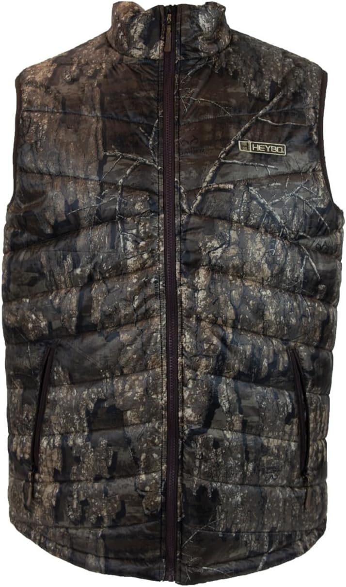 Heybo Outdoors Down Realtree Hunting Fishing Camping Tundra Vest Poly-Fleece Outer Shell Full Zip Wind Blocking Hunting Vest