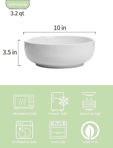 Miniatura 2 de Onniyor Ensaladeras grandes de porcelana, cuencos grandes de 2.8 cuartos de galón, juego de cuencos resistentes para pasta, cuencos para mezclar