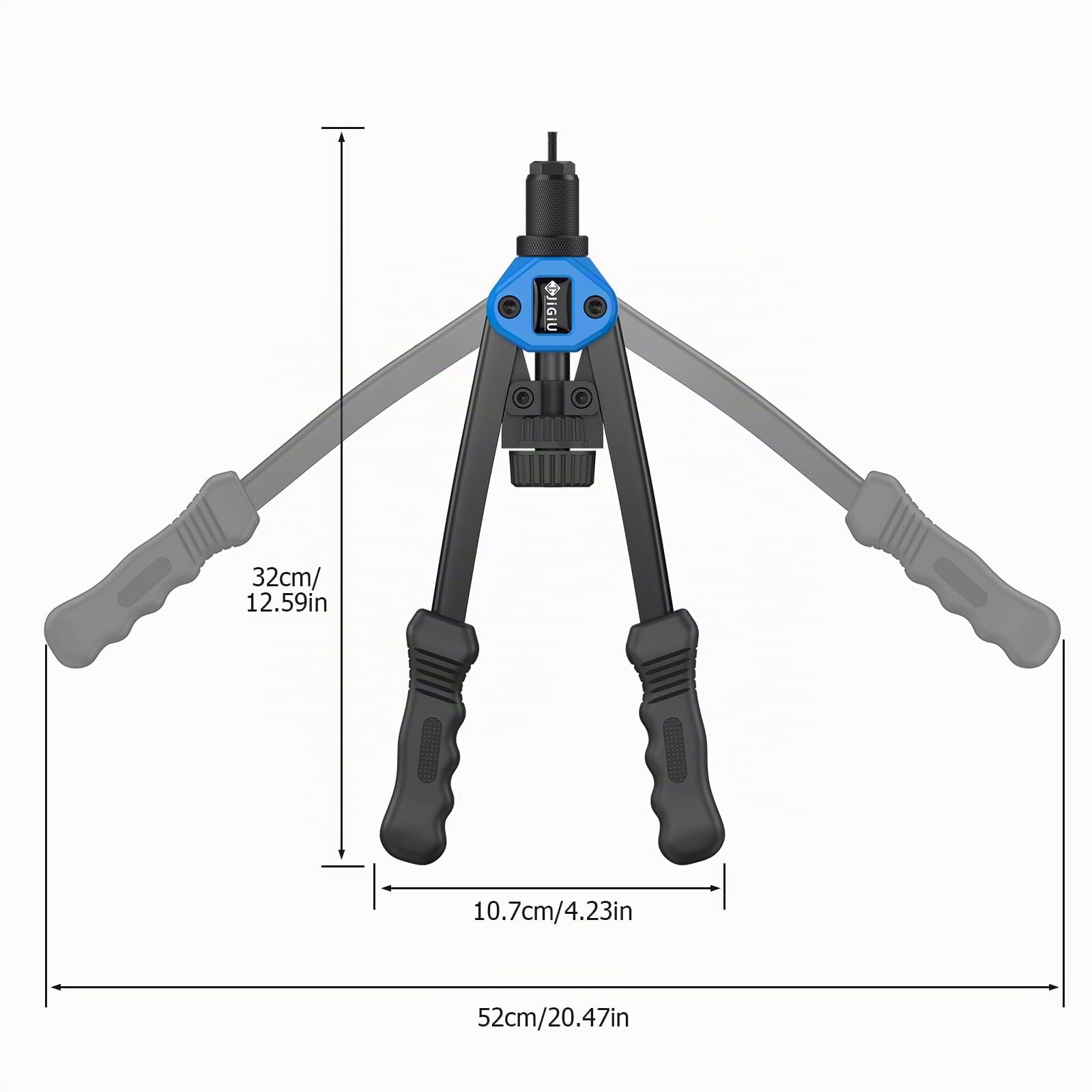 JiGiU Riveteuse Manuelle et Pince à Insert Fileté 2 EN 1 Professionnel Bleu | Pistolet à Écrou avec 110 Écrous, 7 Mandrins M3 à M12, Pince à Rivets avec 50 Rivets, 5 Embouts 2.4 à 6.4mm, pour Bricolage