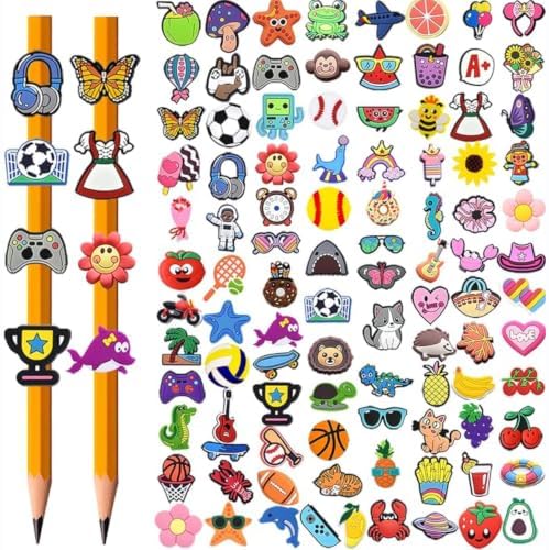 50pcs Pencil Clip and 50pcs Pencil Different Pencil Toppers Cute Charms for Kids School Supplies Decorations for Classroom Rewards Funny Gifts for Kids Student Incentives image 2