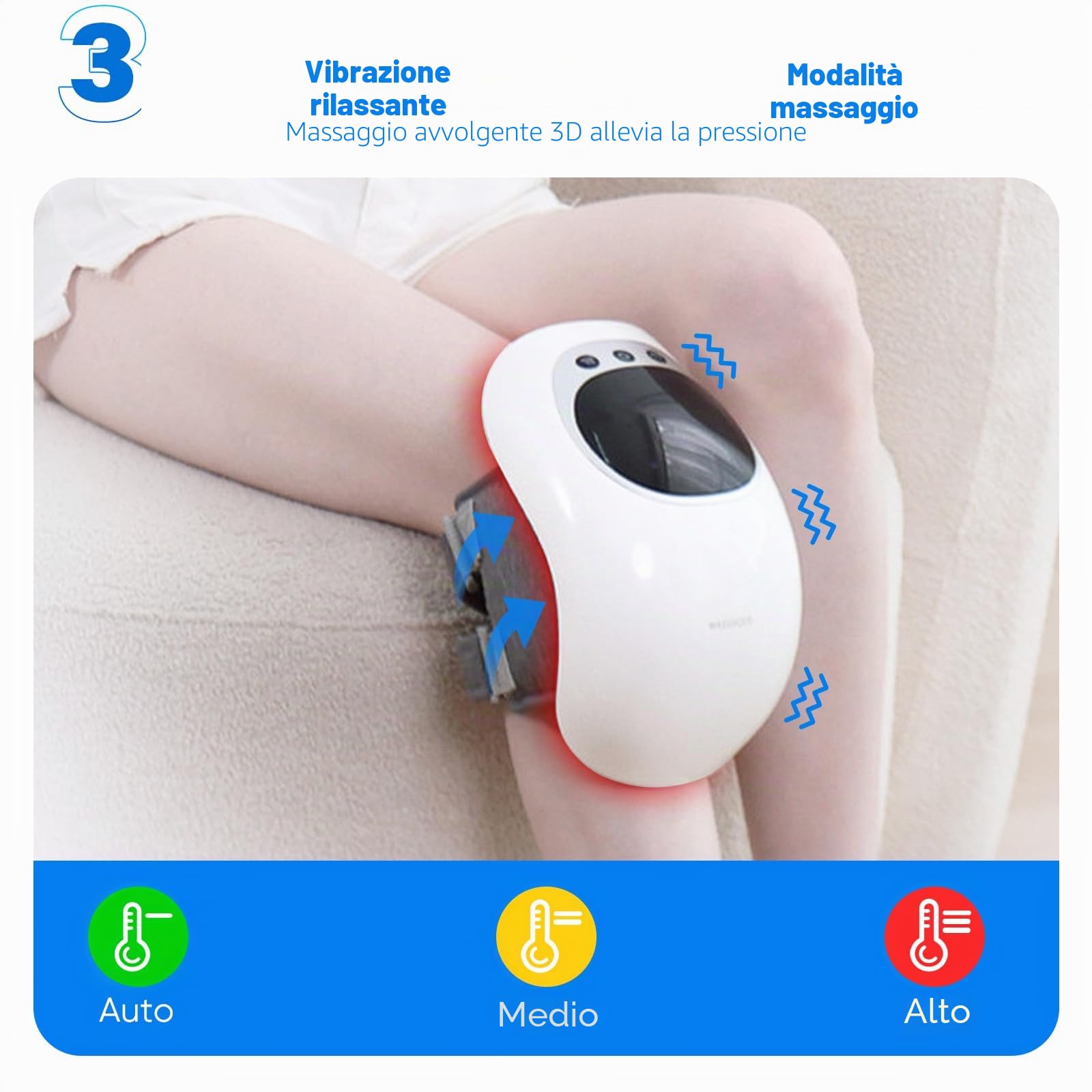 Massaggiatore per ginocchio,Magnetoterapia ginocchio wireless con display multifunzionale,Massaggiatore a infrarossi con temperatura e vibrazione regolabili per alleviare il dolore ginocchio