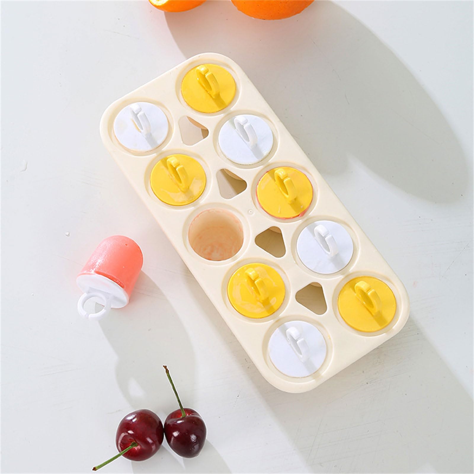 Moldes for helado de 10 cavidades con mango palito, reutilizables, for paletas hielo, bandeja antiadherente(Multicolor)