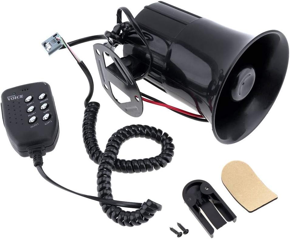 ZHONGXIN Car Siren Speaker, 12V 100W 6 Tone Sound Car Siren Vehicle Horn With Mic PA Speaker System Emergency Sound Amplifier, Easy Installation, for Cars, trucks, boats, motorcycles etc