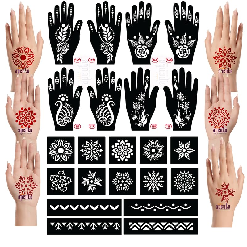mehendi tattoo stickers Set of 22 pieces, mehndi stencil stickers tattoo for Hands, Wrist, Stencils for Women, Girls and Kids, Easy to Use in 4 Steps, 22p-S-597-image-8