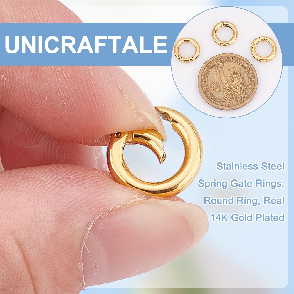 UNICRAFTALE 5 Pz Anelli A Molla 304 Chiusure A Scatto In Acciaio Inossidabile 10-20mm Placcatura Ionica Interna (Ip) Clip Rotonde Moschettoni Portachiavi A Mollausure Con Fibbia per Borsa