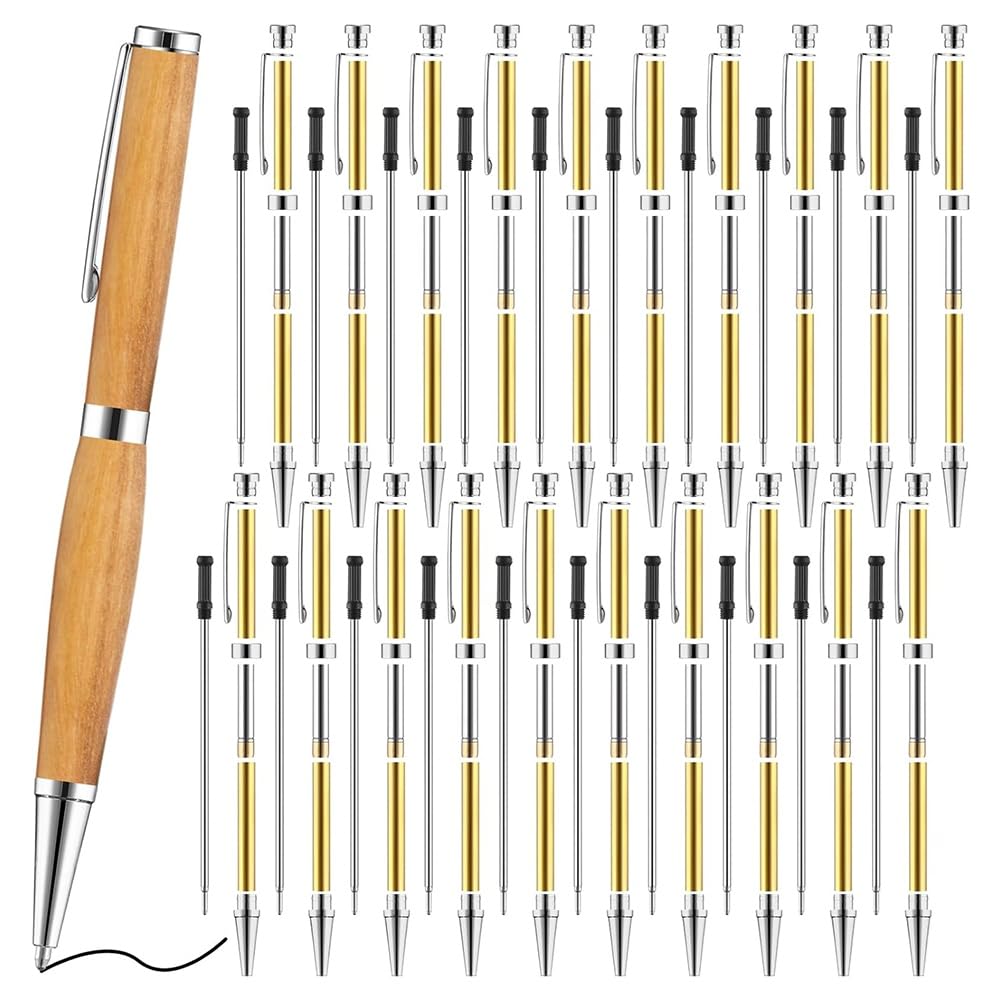 7mm Slim Pen Set mit Nachfüllungen Wood Rotary Pen Kit für DIY, Kupfer, Lehrer, Studenten A