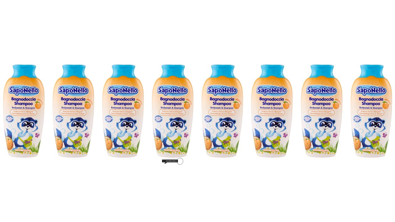 Paglieri SapoNello Bagnodoccia Shampoo Albicocca, gel doccia e shampoo con albicocca, formula senza lacrime, idratante, 400 ml, + portachiavi Italy Shop Service gratuito