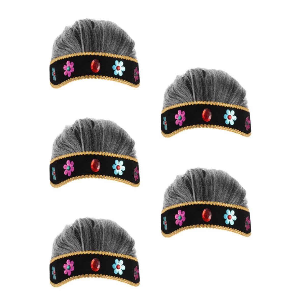 Tofficu 5 Piezas Peluca Teatral Infantil de Abuela Gris, Fibra Resistente,