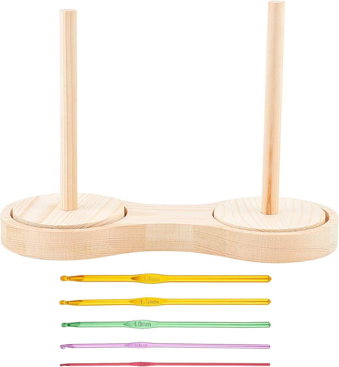 BENECREAT 1 Set Double Wooden Yarn Skein Holder with 5