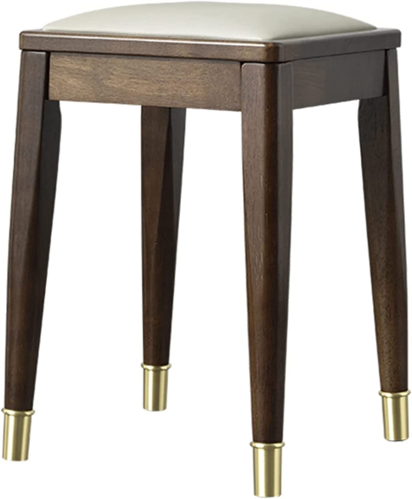 GRDDBZA Vanity Bench with Padded Cushion, Vanity Chair Wooden Dining Stool Bedroom Makeup Stool Stackable Bench School Desk Stool Rubber Wood Frame Soft Cushion(Beige), 30X30X47CM, FPYY2024040817