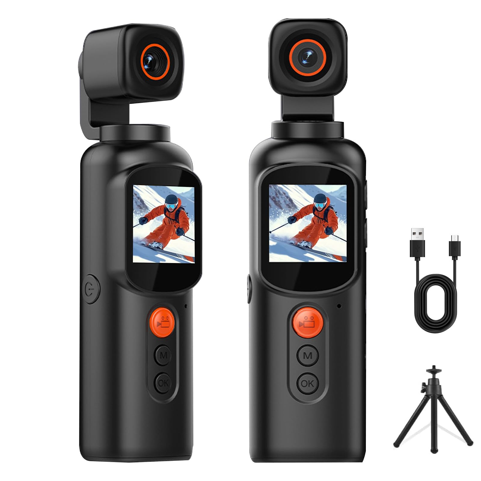 4K Körperkamera Tragbare Body Camera mit 340°-Rotation, 1,3 Zoll Farbdisplay Vlog Kamera, Bodycam Körperkamera Mini mit Wi-Fi, IP65 wasserdicht für Radfahren Sicherheit Vlogging Outdoor-Sport