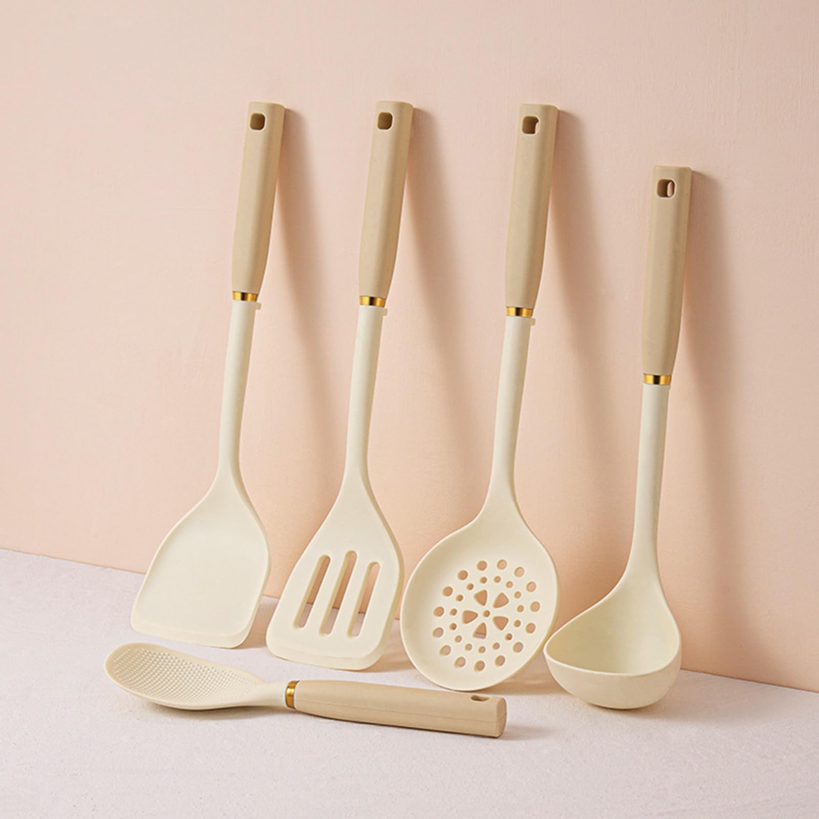 Ensemble d'ustensiles de cuisine en silicone, 5 spatules de cuisine antiadhésives résistantes à la chaleur, sans BPA, passent au lave-vaisselle