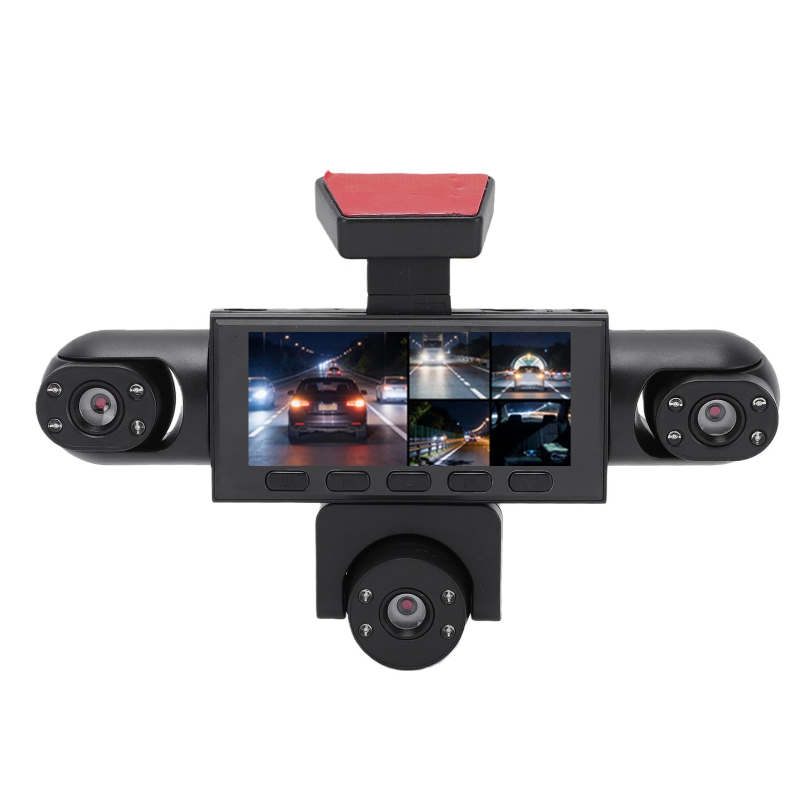 Bewinner Kamera Samochodowa z 5 Obiektywami, Kamera Samochodowa 1080P z Wyświetlaczem 3,83 Cala, Szerokokątna na Desce Rozdzielczej o Kącie 140°, Tryb Nocny, Nagrywanie w Pętli