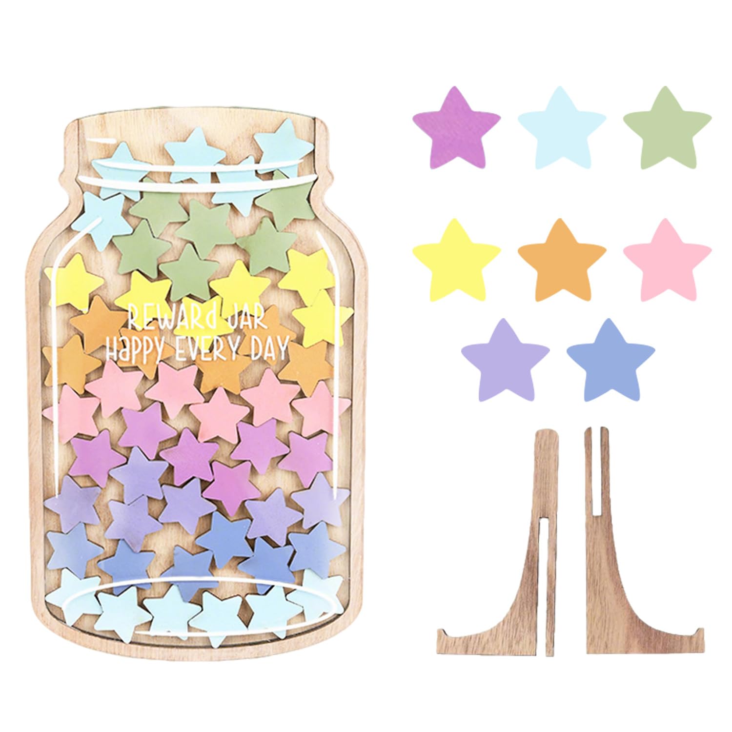 Reward Jar with Star Tokens, Reward Charts for Children Behaviour, Incentive Jar Good Behavior Jar Potty Train Tool for Kids Home School Classroom