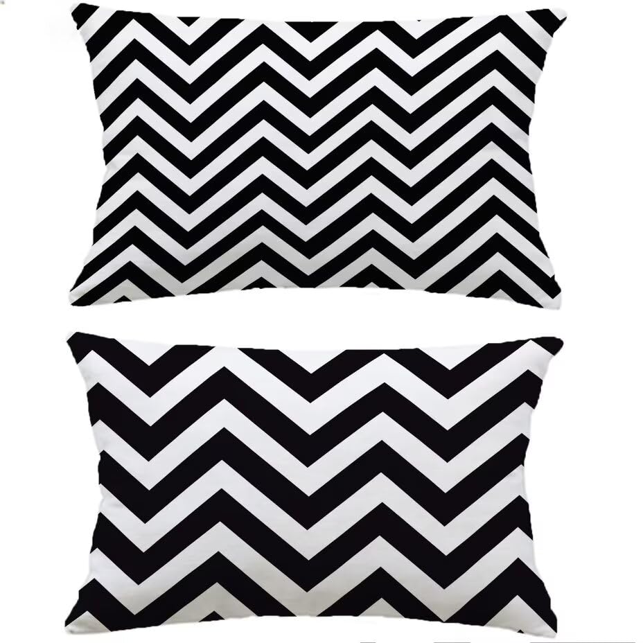 Fundas de cojines jardín impermeables efecto lino 40x60 cm juego de 2 piezas negro M-P227