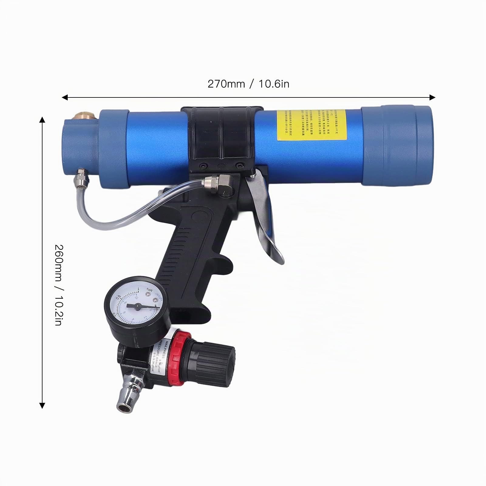 Pistola Neumática De Sellado De Pegamento De Vidrio,Dispensador De Adhesivo Accionado Por Aire,Pistola De Pegamento Para Calafateo De Silicona Con Manómetro,Pistola Silicona(310ml)