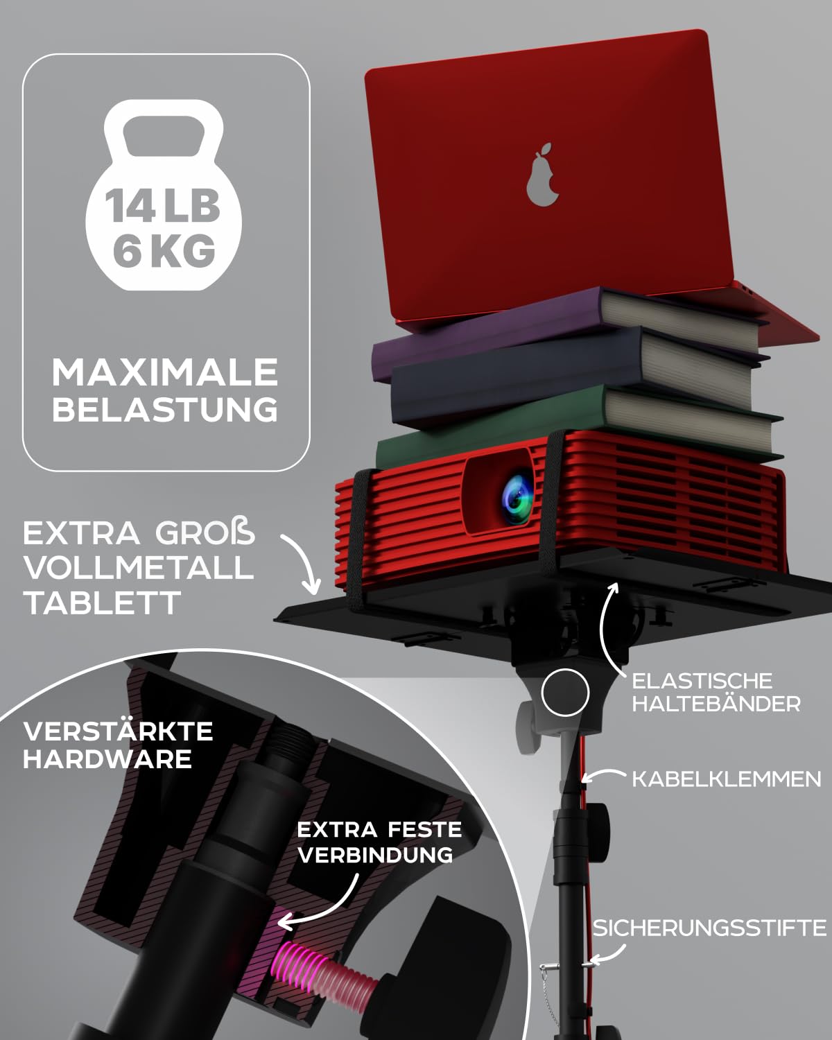 Projektor-Stativ, höhenverstellbar 27"-62" & Boden-Projektor-Stativ, tragbarer Laptop-Ständer, Kamera & Licht & Kugelgelenk – gut verarbeitet, einfach zu justieren, DJ-Rack & Musik- oder Filmständer