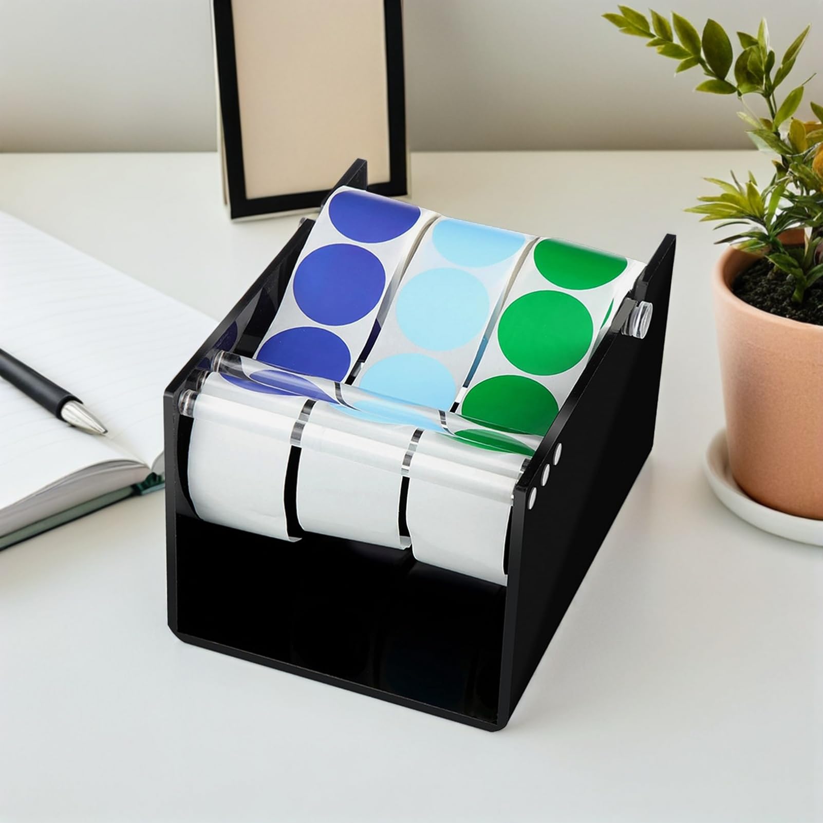 Schwarzer Acryl Sticker Roll Halter Organizer Verstellbarer Acryl Etiketten Spender Für Büro Basteln Versand Und Lager Platzsparendes Design Kompatibel Mit Verschiedenen Kleberolle