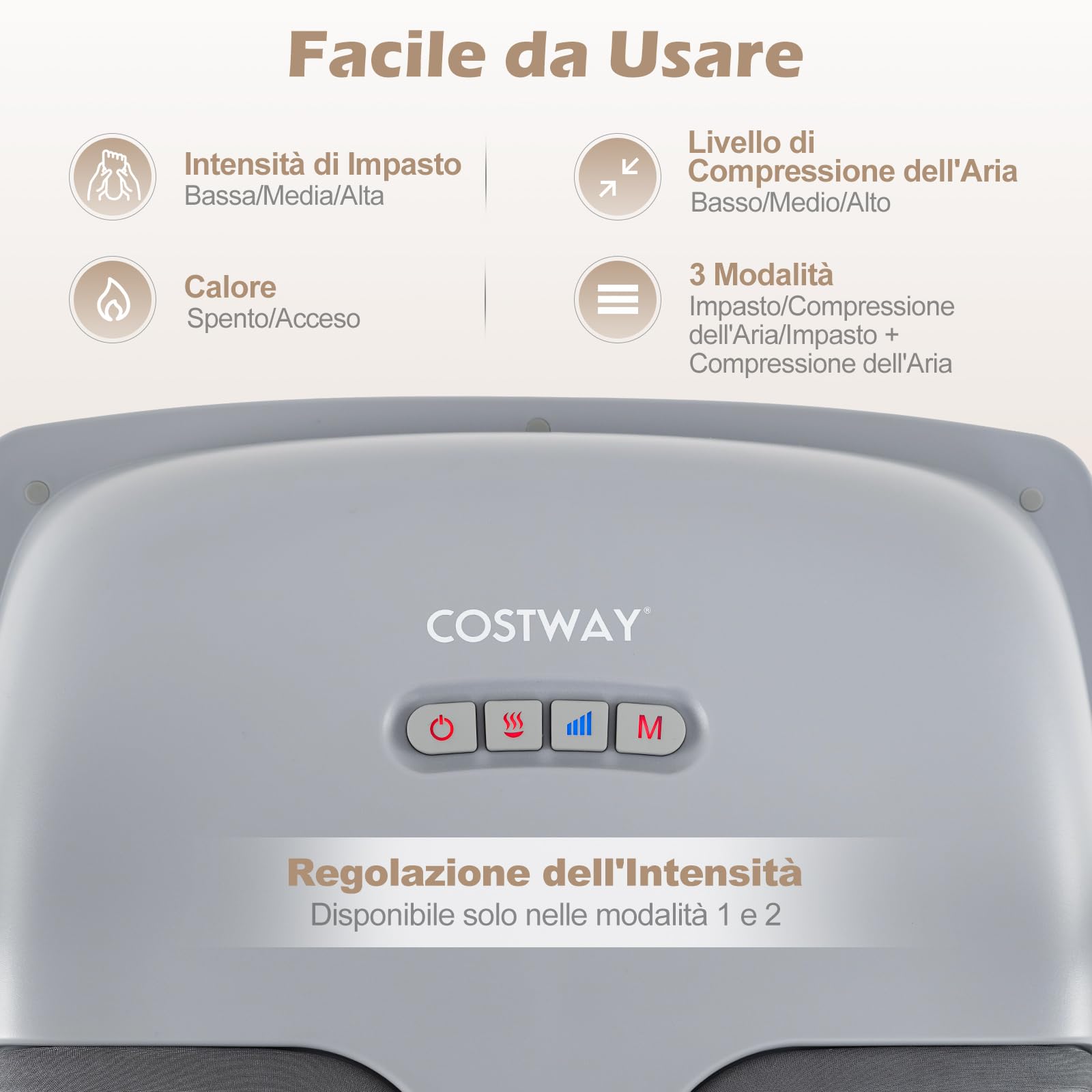 COSTWAY Massaggiatore Piedi Shiatsu con Calore e Impastamento a 3 Livelli