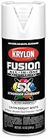 Vista 2 de Krylon K02734007 Fusion - Pintura en aerosol todo en uno para interiores y exteriores, color blanco brillante satinado, 12 onzas (paquete de 2)