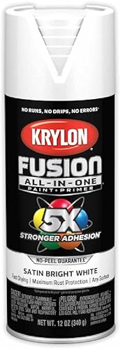 Miniatura 2 de Krylon Fusion All-In-One K02734007 - Pintura en aerosol para uso en interiores y exteriores, blanco brillante satinado, 12 onzas (paquete de 2)