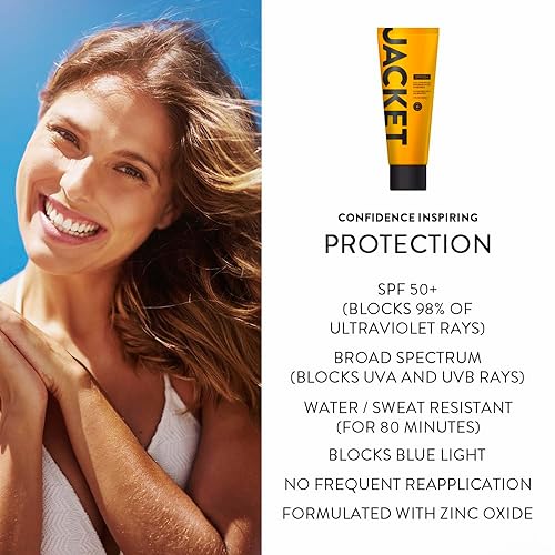 Miniatura 6 de JACKET Sunscreen SPF 50+ | Mineral Sunscreen with Vitamin C | Water Resistant 80 Min, Natural, Reef Safe | UVA/UVB Broad Spectrum Protection for