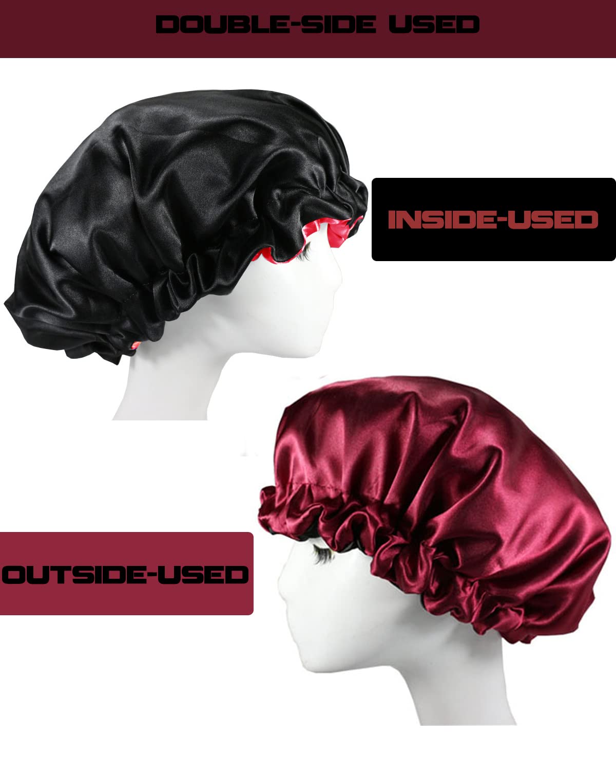 MUFEKUM Large Adjustable Double Sided Satin Bonnet, Silk Bonnet for Women Girls & Men's Hair Care - Image 2